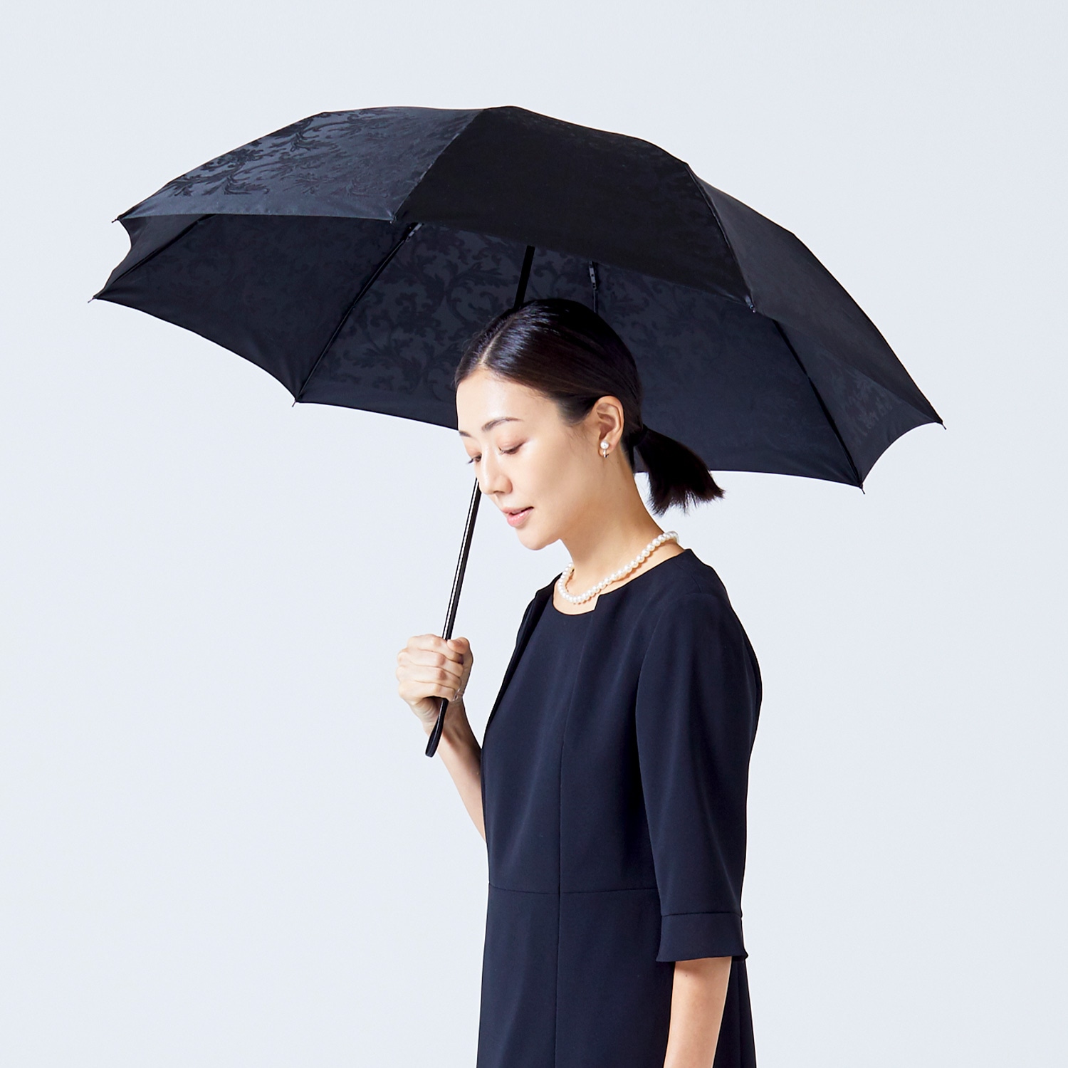 【レディース雨傘】ラルフ-折りたたみ-ブラックフォーマル イメージ