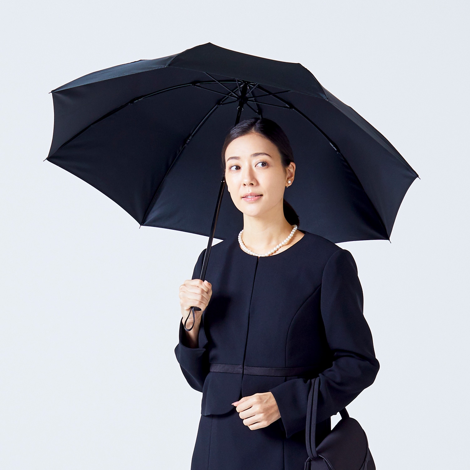 【レディース雨傘】トラヴィス-折りたたみ-ブラックフォーマルイメージ