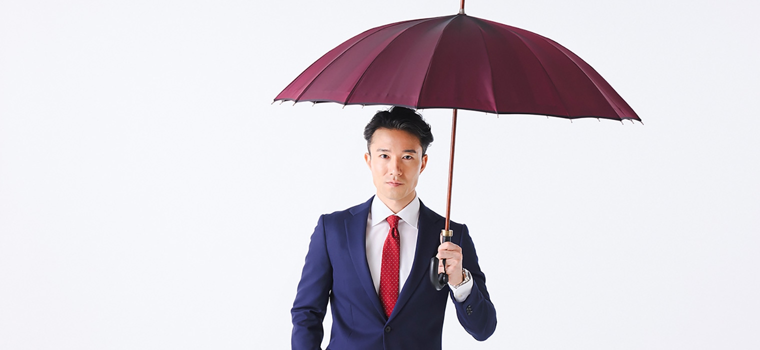 前原光栄商店のおしゃれなボルドーのメンズ傘