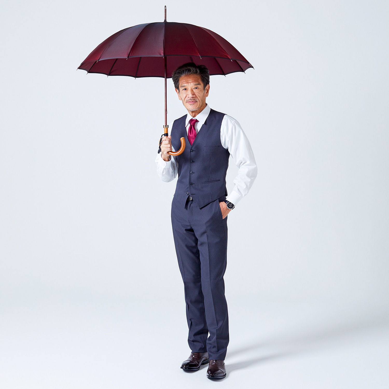 【メンズ雨傘】エクシヴ-ボルドー イメージ