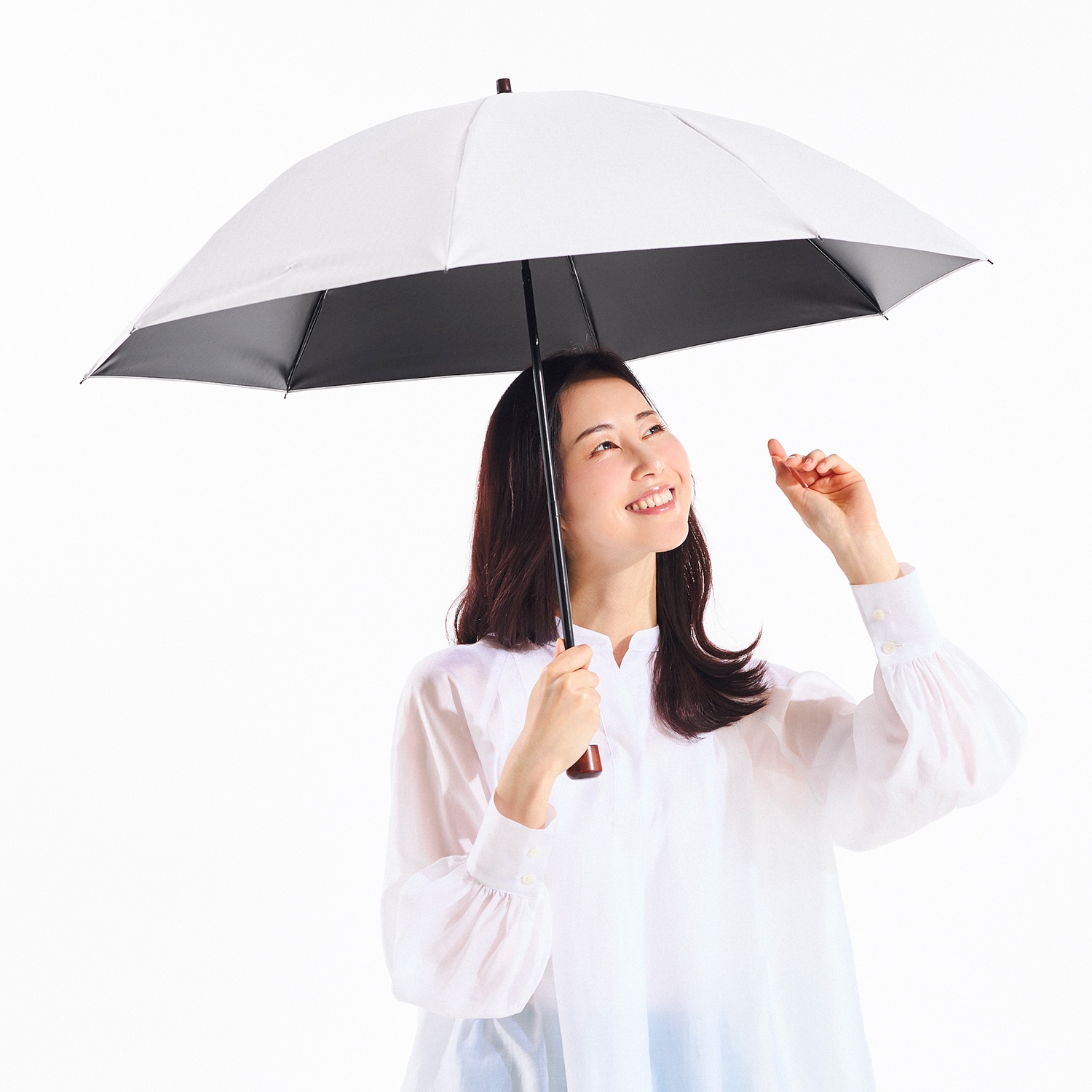 【レディース晴雨兼用傘】一級遮光キューブ-折りたたみ-シルバーグレーイメージ