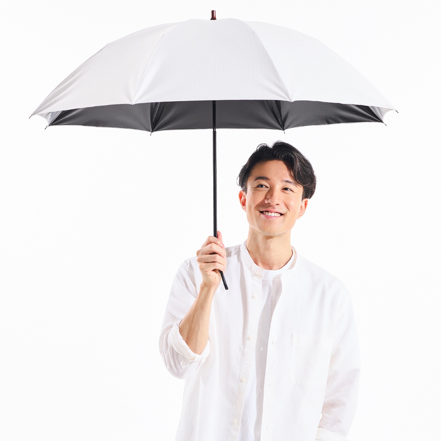 【メンズ晴雨兼用傘】一級遮光キューブ-58cm折りたたみ-シルバーグレー イメージ