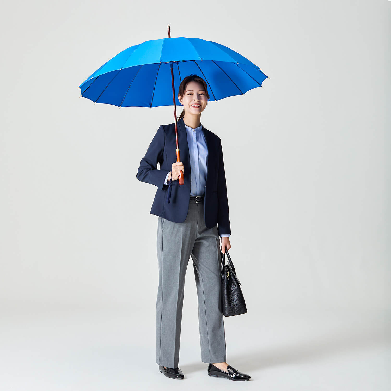 【レディース雨傘】トラッド-L-60カーボン-レガッタブルー