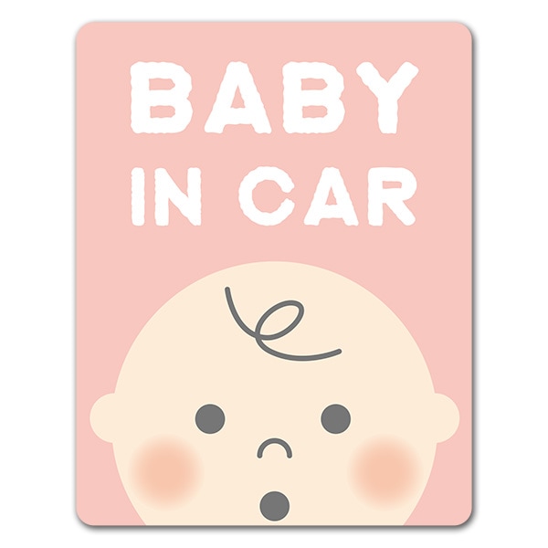赤ちゃん 顔アップ ピンク Baby In Car 車マグネットステッカー ゆうパケット対応商品 車ステッカー Baby In Car 人物 マグネットパーク