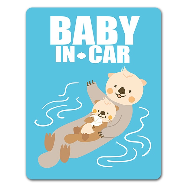 ラッコの親子 Baby In Car 車マグネットステッカー ゆうパケット対応商品 車ステッカー Baby In Car 動物 生き物 マグネットパーク