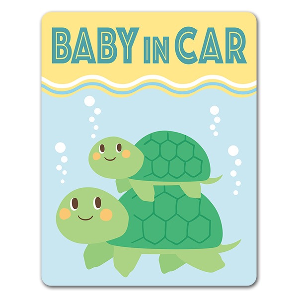 カメの親子 Baby In Car 車マグネットステッカー ゆうパケット対応商品 車ステッカー Baby In Car 動物 生き物 マグネットパーク