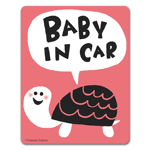 歩いているカメ Baby In Car 車マグネットステッカー ゆうパケット対応商品 車ステッカー Baby In Car 動物 生き物 マグネットパーク