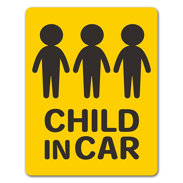 子供3人全身 ピクトグラム2色 Child In Car 車マグネットステッカー ゆうパケット対応商品 車ステッカー Child In Car ピクトグラム マグネットパーク