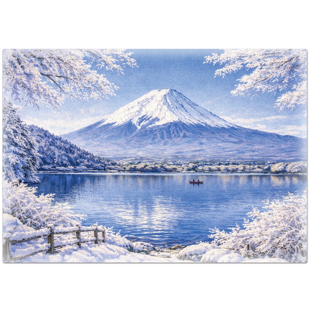 AIアートお風呂ポスター【季節の富士山 キャンバスアート風 冬