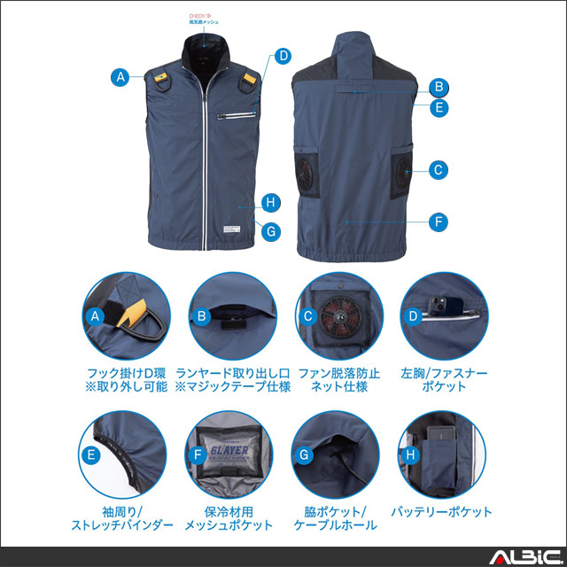 フルハーネス対応ベスト 空調風神服 EBA5039F 22年set。チタン