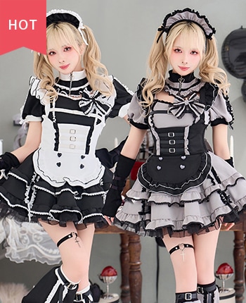 フリルジャージドールメイド《ハロウィンコスプレ10点セット》【Malymoon/マリームーン】【CS26088】