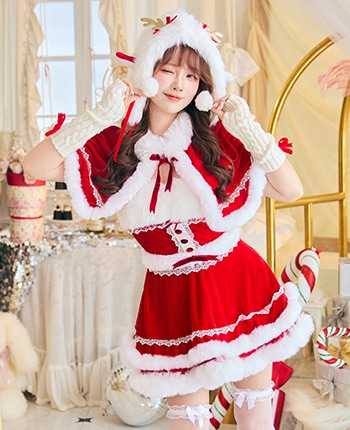 クラシカルケープニットトナカイサンタ《クリスマスコスプレ5点セット》【Malymoon/マリームーン】【10130】