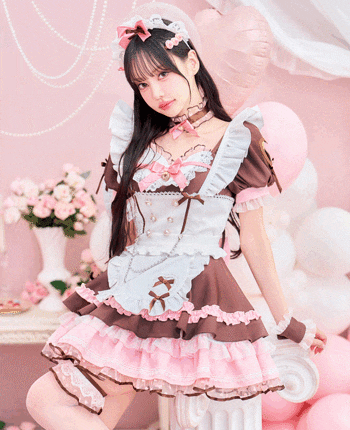 メルティホイップキャンディメイド《バレンタインコスプレ10点セット》【Malymoon/マリームーン】【CS25152】