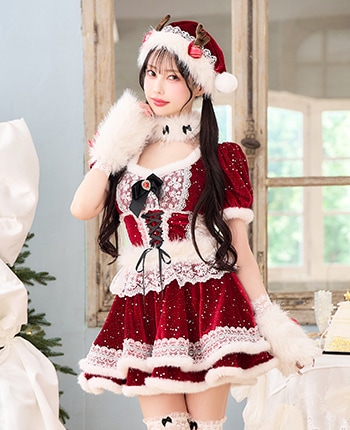スノーフルールトナカイサンタ《クリスマスコスプレ10点セット》【Malymoon/マリームーン】【CS25053】