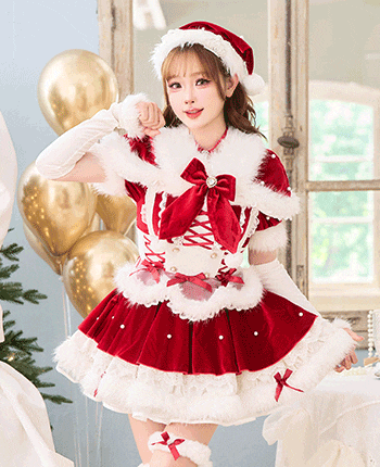 ベルベットフルールパールサンタ《クリスマスコスプレ9点セット》【Malymoon/マリームーン】【CS25060】