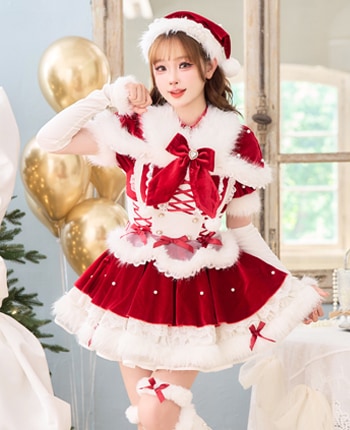 ベルベットフルールパールサンタ《クリスマスコスプレ9点セット》【Malymoon/マリームーン】【CS25060】