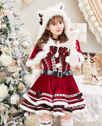 ポンポンファーキャットサンタ《クリスマスコスプレ9点セット》【vanityME. × Malymoon】【CS25063】