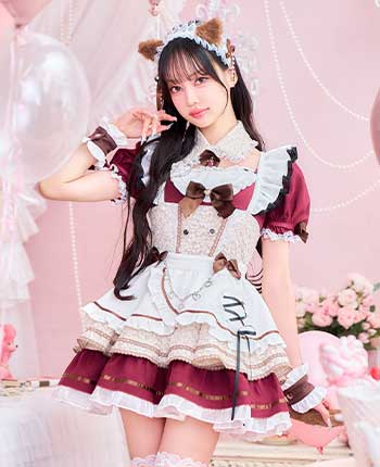 【中村里砂着用】クリームショコララテミャオメイド《バレンタインコスプレ11点セット》【Malymoon/マリームーン】【CS25155】