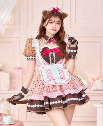【景井ひな着用】ラブハートブラウニーキャットメイド《バレンタインコスプレ12点セット》【Malymoon/マリームーン】【CS25165】
