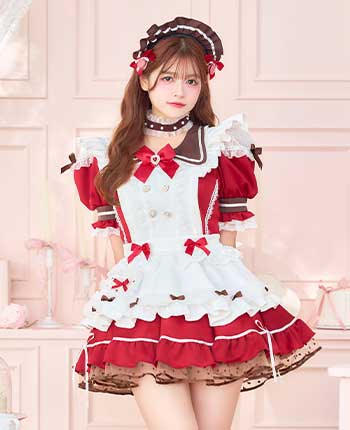 【景井ひな着用】ホイップチュールケーキメイド《バレンタインコスプレ10点セット》【Malymoon/マリームーン】【CS25184】