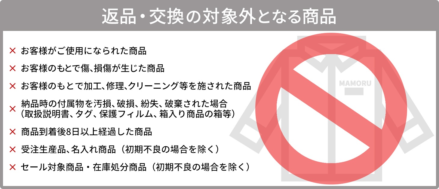 返品・交換の対象外となる商品