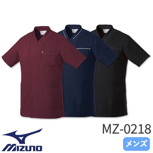 ジャケット 白衣 ケーシー MZ-0218 医療 ミズノ MIZUNO メンズ 男性用 半袖 医師 医者 看護師 ナース 医療用 病院 整体 人気  上衣 医務衣 診察衣 制電 ストレッチ 伸縮性 かっこいい おしゃれ おすすめ 通販