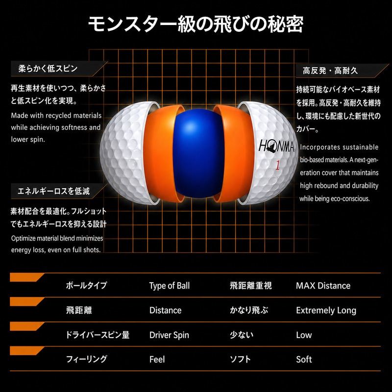 ホンマゴルフ ボール 26' D1 SPEEDMONSTER 2026年モデル D1 スピード