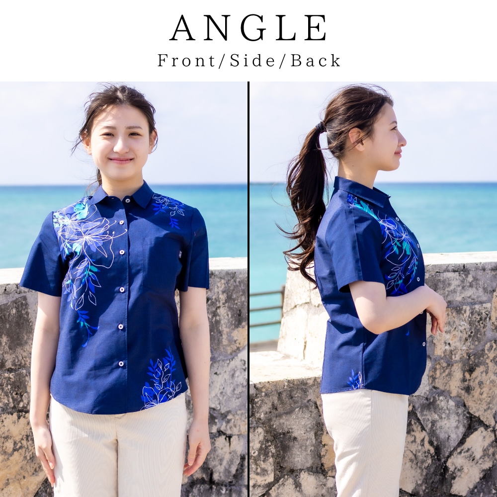 レディース かりゆしウェア フイリソシンカ レギュラーカラー