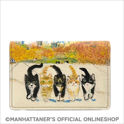 セール　新品　マンハッタナーズ　折り財布　　アンパイアロックを闊歩する　猫 トップパース 二つ折りパスケース 「アンパイアロックを闊歩する