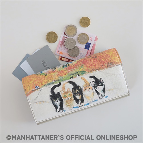 タイムセール　新品　　マンハッタナーズ　長財布　アンパイアロックを闊歩する　猫柄 Manhattaner's（マンハッタナーズ） 財布 長財布 ラウンドファスナー