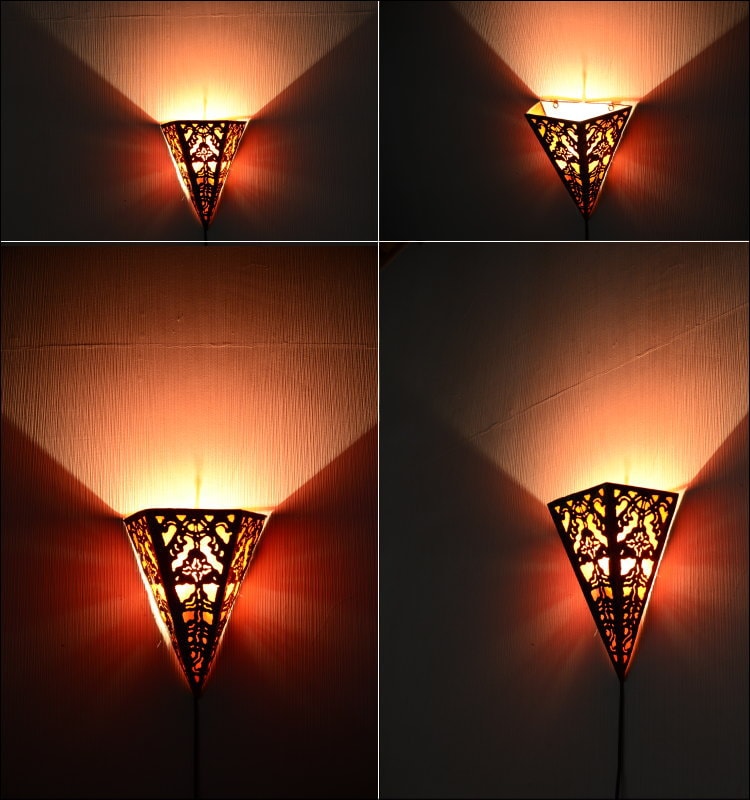 アジアンランプ 照明 ブラケットライト アイアン透かし三角 壁掛け照明