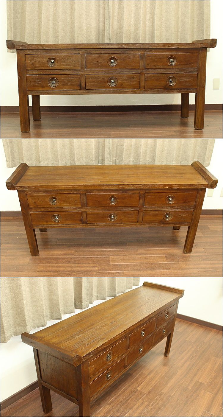 アジアン チーク家具 古材 古木 手作り家具 木製 コンソールテーブル