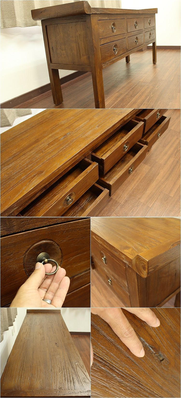 アジアン チーク家具 古材 古木 手作り家具 木製 コンソールテーブル 