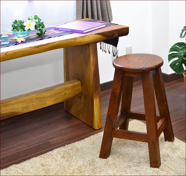 アジアン家具 チーク 無垢 古材 木製 カウンターチェア バーチェア