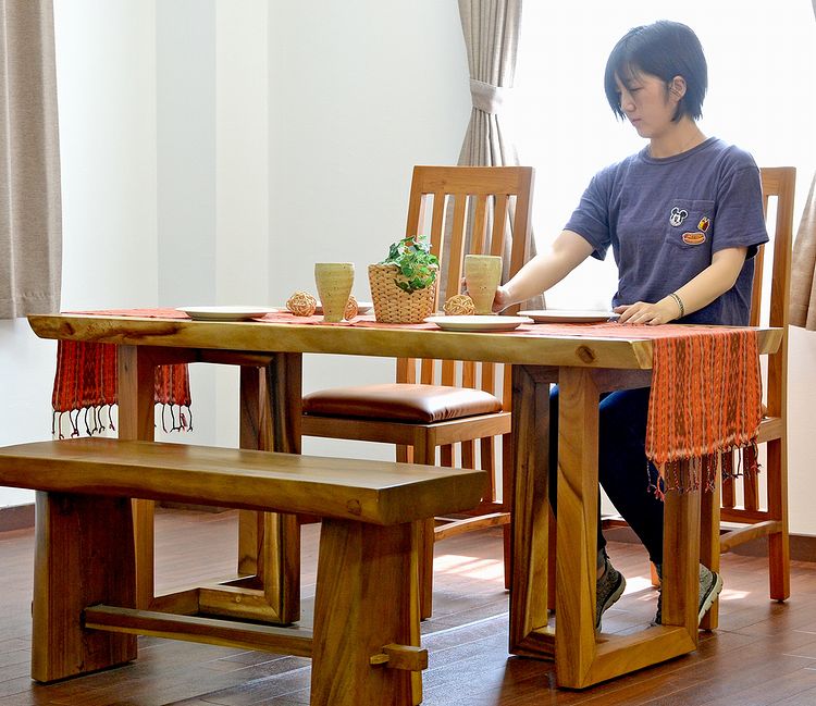 アジアン家具 モンキーポッド 無垢 １枚板 木製 ダイニングテーブル