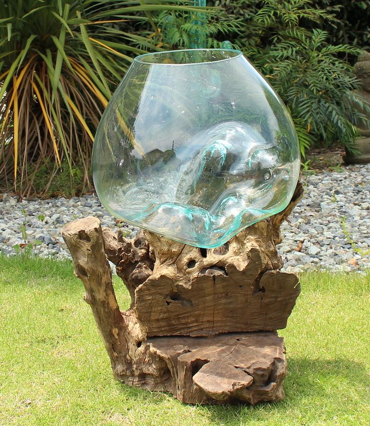 魅力的な価格 オブジェ大T 流木ガラス バリ島 アート テラリウム