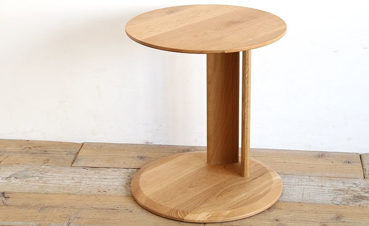 コンテ サイドテーブル 丸テーブル 円形 木製 無垢 オーク 