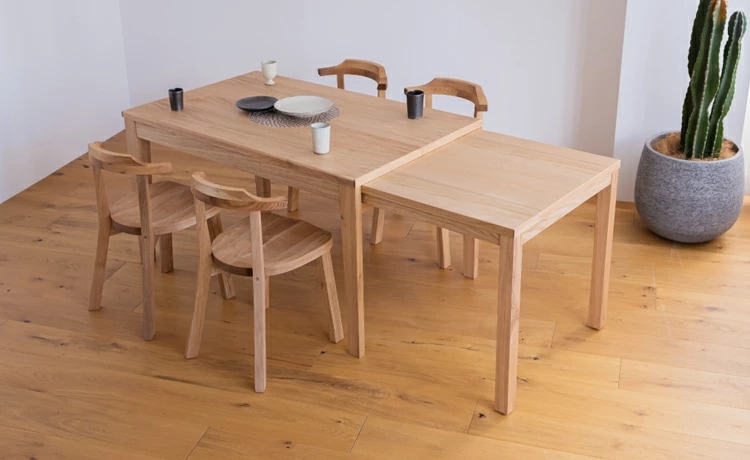アキ 伸長式ダイニングテーブル 伸縮 テーブル 木製 130〜217 