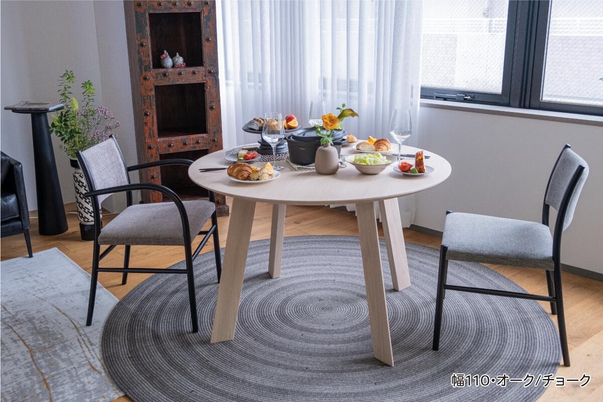 バーリン 円形 ダイニングテーブル 丸テーブル 無垢材 メラミン天板 100 110 120 高さ70cm 2人～4人用-上質な家具・インテリアの通販  大阪マルキン家具