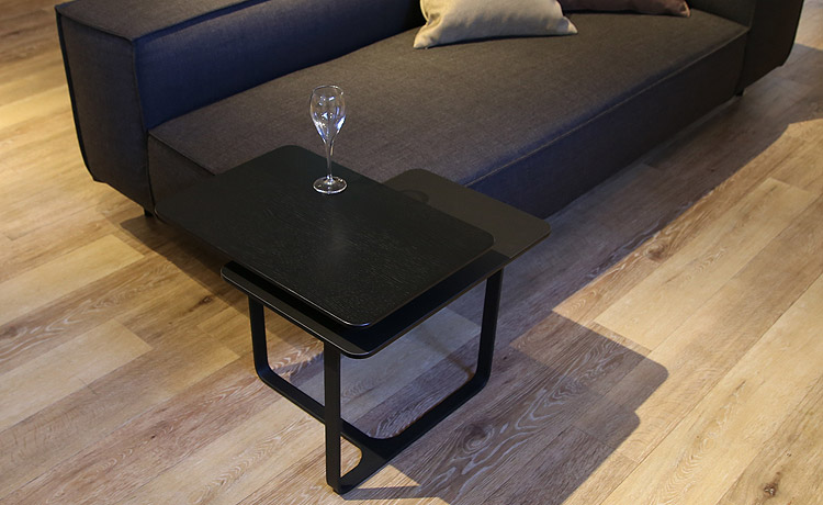 【展示品・アウトレット】 MR サイドテーブル 2段 L字 ブラック-上質な家具・インテリアの通販 大阪マルキン家具