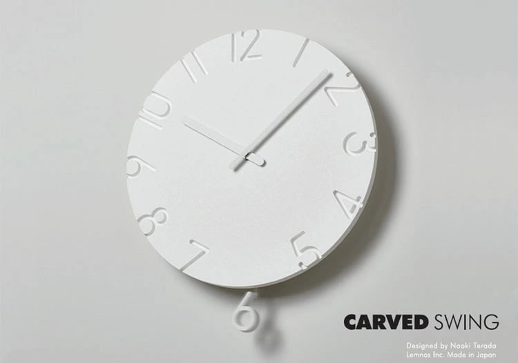 在庫処分】レムノス 振り子時計 おしゃれ 壁掛け 掛け時計 CARVED SWING（カーヴドスイング） カーヴドスウィング 掛時計 壁掛け時計  ホワイト | おしゃれな家具・インテリアの通販 大阪マルキン家具
