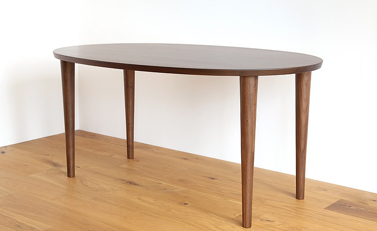 楕円形ダイニングテーブル ウォールナット オーク 無垢 幅150 180