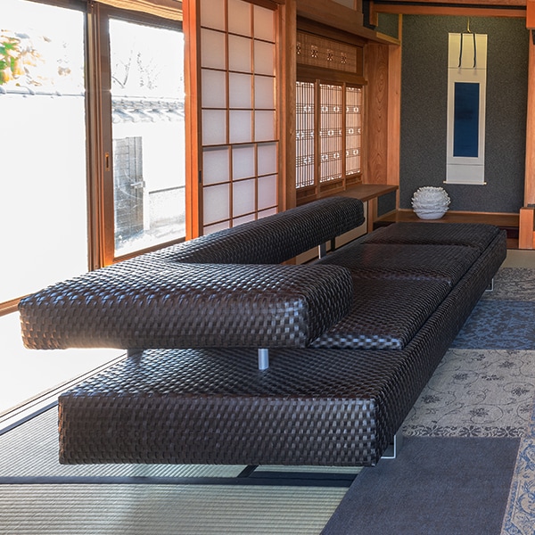 USED/中古家具】3人掛けソファー 片肘 ベンチソファ 大型 牛皮革 高級