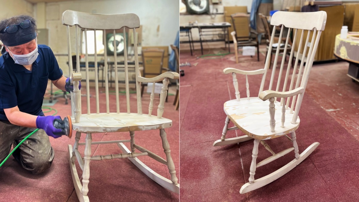マルニファニシング marunifurnishing マルニ木工 maruni　ロッキングチェアのリノベーション工程