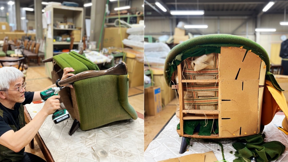 マルニファニシング marunifurnishing マルニ木工 maruni　「リーベ」ラウンジチェアのリノベーション工程