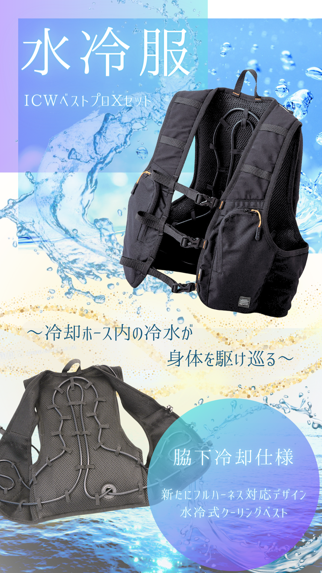 水冷服 ICW ベストプロX セット 脇下冷却仕様 ｜大塚刷毛製造株式会社 