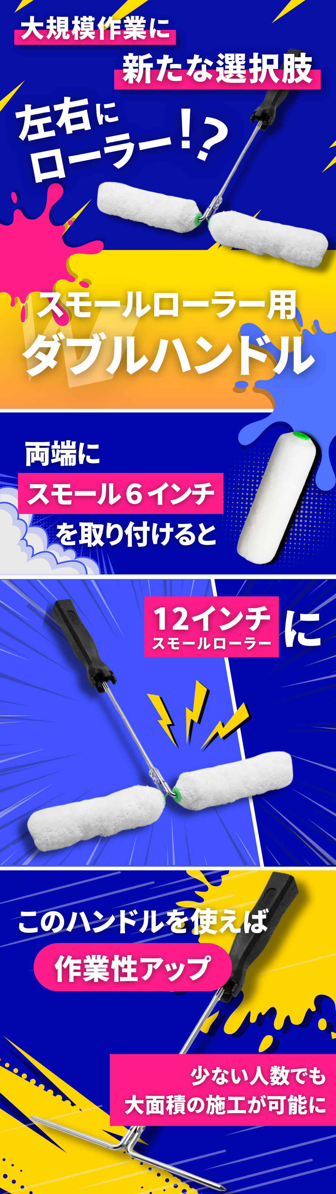 激レア加工済みダブルローラー使用❗️No.002 スモールローラー用ダブルハンドル ｜大塚刷毛製造株式会社公式
