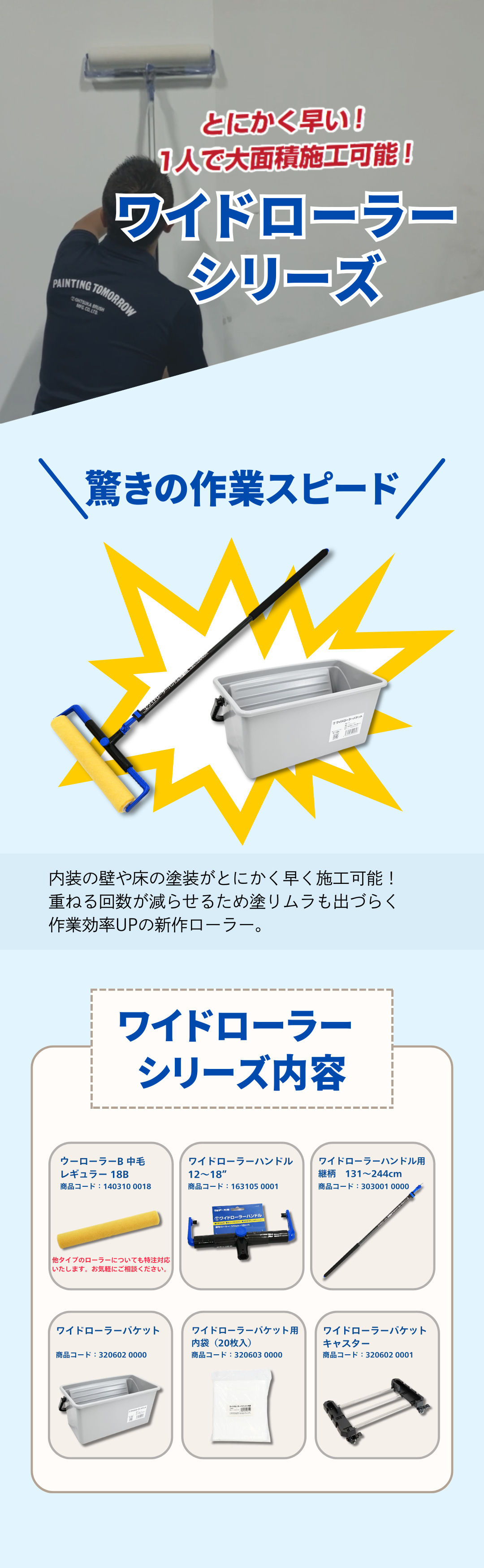 ワイドローラー 13mm 18インチ ｜大塚刷毛製造株式会社公式オンライン