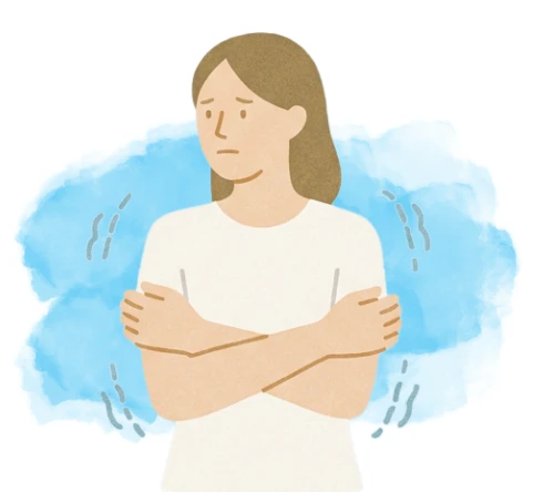 冷えを感じる女性のイラスト