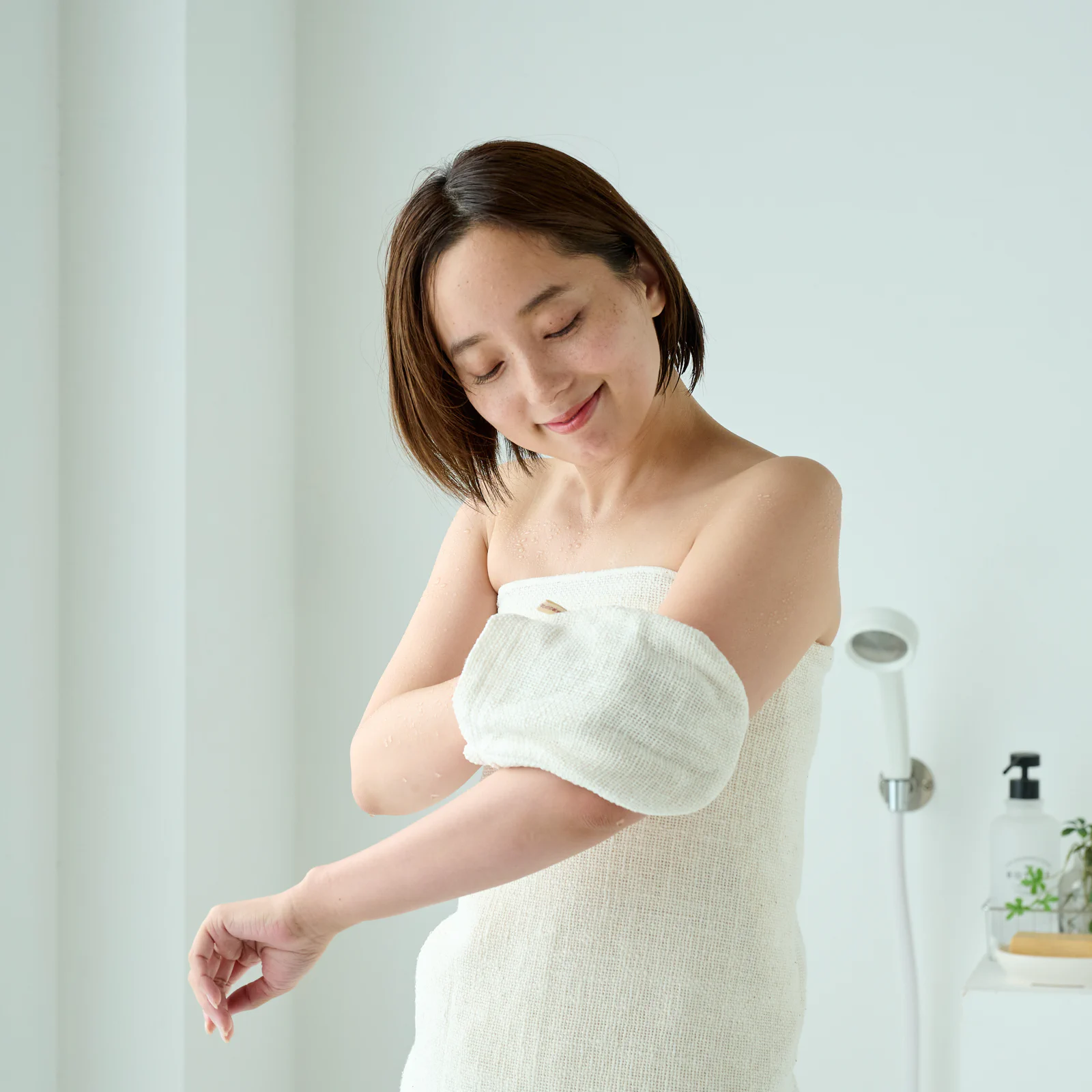 農薬・肥料不使用の綿100%ガラ紡ボディミトンの生地感